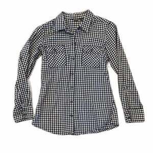 Eddie Bauer Black & White Gingham Button Down Shirt Size XS